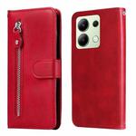 For Xiaomi Redmi Note13 4G Fashion Calf Texture Zipper Leather Phone Case(Red)