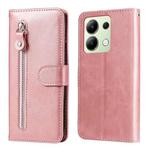 For Xiaomi Redmi Note13 4G Fashion Calf Texture Zipper Leather Phone Case(Rose Gold)