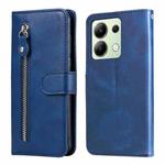 For Xiaomi Redmi Note13 4G Fashion Calf Texture Zipper Leather Phone Case(Blue)