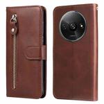 For Xiaomi Redmi A3 Fashion Calf Texture Zipper Leather Phone Case(Brown)