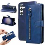 For Samsung Galaxy S23 FE 5G Fashion Calf Texture Zipper Leather Phone Case(Blue)