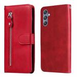 For Samsung Galaxy M34 5G Fashion Calf Texture Zipper Leather Phone Case(Red)