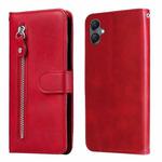 For Samsung Galaxy A05 Fashion Calf Texture Zipper Leather Phone Case(Red)