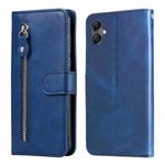 For Samsung Galaxy A05 Fashion Calf Texture Zipper Leather Phone Case(Blue)