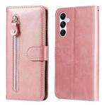 For Samsung Galaxy A05s Fashion Calf Texture Zipper Leather Phone Case(Rose Gold)