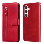 For Samsung Galaxy S24 Fashion Calf Texture Zipper Leather Phone Case(Red)