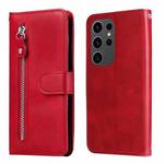 For Samsung Galaxy S24 Ultra Fashion Calf Texture Zipper Leather Phone Case(Red)