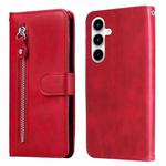 For Samsung Galaxy A35 Fashion Calf Texture Zipper Leather Phone Case(Red)