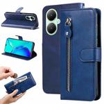 For vivo Y35+ Fashion Calf Texture Zipper Leather Phone Case(Blue)