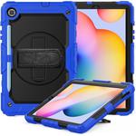 For Samsung Galaxy Tab S6 Lite P610 Shockproof Colorful Silicone + PC Protective Case with Holder & Shoulder Strap & Hand Strap & Pen Slot(Blue)