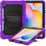 For Samsung Galaxy Tab S6 Lite P610 Shockproof Colorful Silicone + PC Protective Case with Holder & Shoulder Strap & Hand Strap & Pen Slot(Purple)