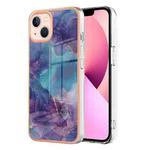 For iPhone 15 Plus Electroplating Marble Dual-side IMD Phone Case(Purple 016)