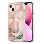 For iPhone 15 Electroplating Marble Dual-side IMD Phone Case(Rose Gold 015)
