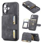 For iPhone 16 Skin Feel Dream RFID Anti-theft PU Card Bag Phone Case(Black)