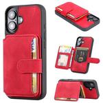 For iPhone 16 Skin Feel Dream RFID Anti-theft PU Card Bag Phone Case(Red)