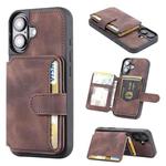 For iPhone 16 Skin Feel Dream RFID Anti-theft PU Card Bag Phone Case(Coffee)