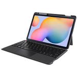 T610B-AS Pivot Backlight Upper Pen Tray Bluetooth Keyboard Leather Case For Samsung Galaxy Tab S6 Lite 10.4 P610/615(Black)