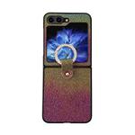 For Samsung Galaxy Z Flip5 Colorful Glitter PC Shockproof Phone Case with Ring Holder(Purple)