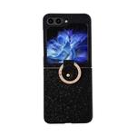 For Samsung Galaxy Z Flip5 Colorful Glitter PC Shockproof Phone Case with Ring Holder(Black)