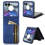 For Motorola Moto Razr 50 Card Slot PU Leather PC Phone Case(Blue)