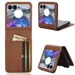 For Motorola Moto Razr 50 Card Slot PU Leather PC Phone Case(Brown)