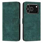 For iPhone 17 Pro Skin Feel Stripe Pattern Leather Phone Case with Lanyard(Green)