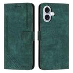 For iPhone 17 Skin Feel Stripe Pattern Leather Phone Case with Lanyard(Green)