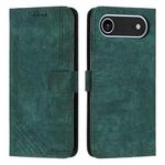 For iPhone 17 Air Skin Feel Stripe Pattern Leather Phone Case with Lanyard(Green)
