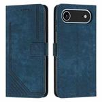 For iPhone 17 Air Skin Feel Stripe Pattern Leather Phone Case with Lanyard(Blue)