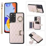 For Xiaomi Redmi Note 11 Horizontal Card Bag Ring Holder Phone Case with Dual Lanyard(Beige)
