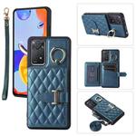 For Xiaomi Redmi Note 11 Pro 4G Horizontal Card Bag Ring Holder Phone Case with Dual Lanyard(Dark Green)