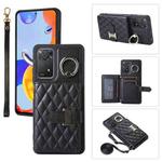 For Xiaomi Redmi Note 11 Pro 4G Horizontal Card Bag Ring Holder Phone Case with Dual Lanyard(Black)