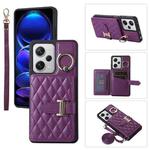 For Xiaomi Redmi Note 12 Pro 5G Horizontal Card Bag Ring Holder Phone Case with Dual Lanyard(Dark Purple)