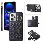 For Xiaomi Redmi Note 12 Pro 5G Horizontal Card Bag Ring Holder Phone Case with Dual Lanyard(Black)