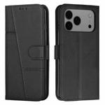 For iPhone 17 Pro Max Stitching Calf Texture Buckle Leather Phone Case(Black)