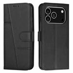 For iPhone 17 Pro Stitching Calf Texture Buckle Leather Phone Case(Black)