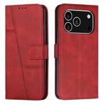 For iPhone 17 Pro Stitching Calf Texture Buckle Leather Phone Case(Red)