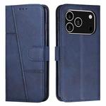For iPhone 17 Pro Stitching Calf Texture Buckle Leather Phone Case(Blue)
