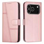 For iPhone 17 Pro Stitching Calf Texture Buckle Leather Phone Case(Rose Gold)