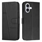 For iPhone 17 Stitching Calf Texture Buckle Leather Phone Case(Black)