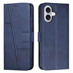 For iPhone 17 Stitching Calf Texture Buckle Leather Phone Case(Blue)