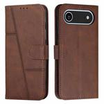 For iPhone 17 Air Stitching Calf Texture Buckle Leather Phone Case(Brown)