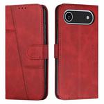 For iPhone 17 Air Stitching Calf Texture Buckle Leather Phone Case(Red)