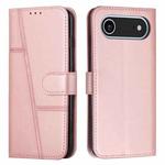 For iPhone 17 Air Stitching Calf Texture Buckle Leather Phone Case(Rose Gold)