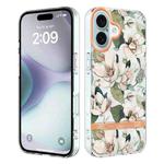 For iPhone 16 Plus Flowers and Plants Series IMD TPU Phone Case(Green Gardenia)