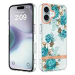 For iPhone 16 Plus Flowers and Plants Series IMD TPU Phone Case(Blue Rose)