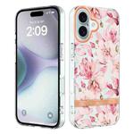 For iPhone 16 Plus Flowers and Plants Series IMD TPU Phone Case(Pink Gardenia)