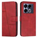 For Infinix Note 40 Stitching Calf Texture Buckle Leather Phone Case(Red)