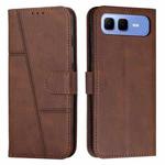 For Infinix Smart 10 Plus 4G Stitching Calf Texture Buckle Leather Phone Case(Brown)