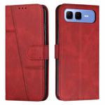 For Infinix Smart 10 Plus 4G Stitching Calf Texture Buckle Leather Phone Case(Red)